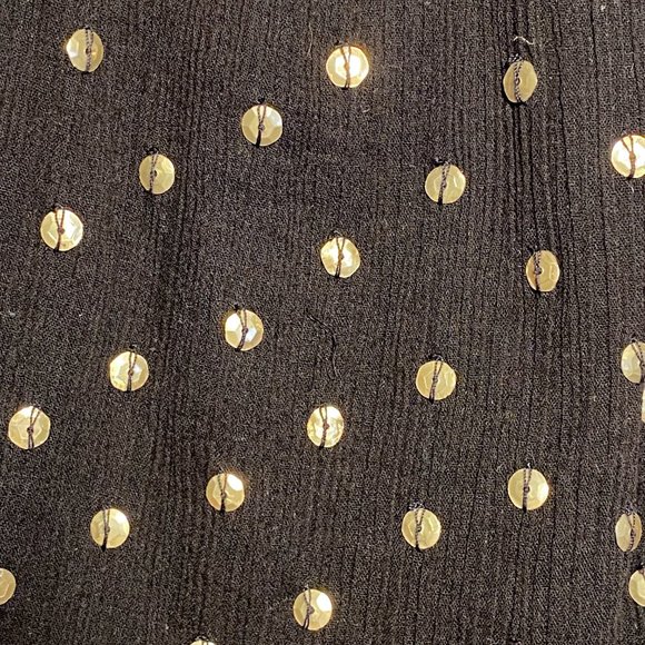 Calypso Black Cotton Crinkle Dress with Gold Sequins - Picture 8 of 9